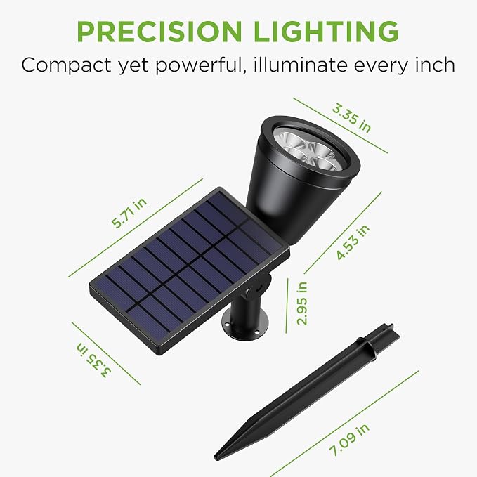 InnoGear 6 Solar Lights Outdoor Spot Garden Yard Landscape Flag, Warm White | Waterproof, Auto On/Off, Adjustable Brightness, 2 Installations, Flag Pole, Tree, Uplights, Solar Powered Spotlight, Pathway