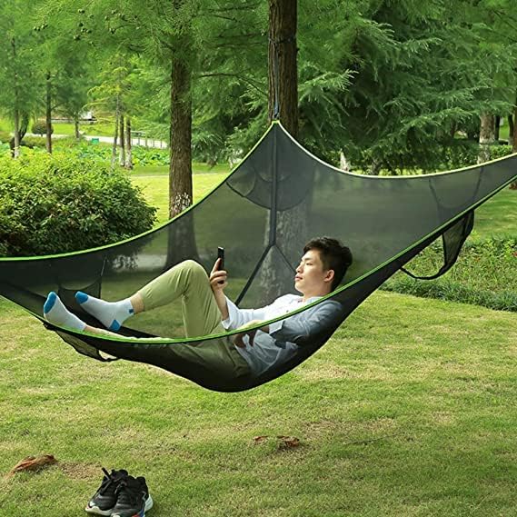 DqsWko Triangle Hammock, 2-3 Person, Black, Canvas, 110 in, 300 lbs Max Weight, For Travel, Backyard, Garden, Camping