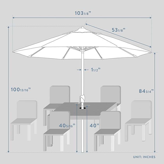 California Umbrella 12-Year Protection 9-Ft Outdoor Patio Umbrella, Sunbrella Fade-Resistant Fabric, Auto-Tilt, Heavy Duty Aluminum Frame, 8 Reinforced Ribs for Pool or Deck, Bronze Pole, Terracotta