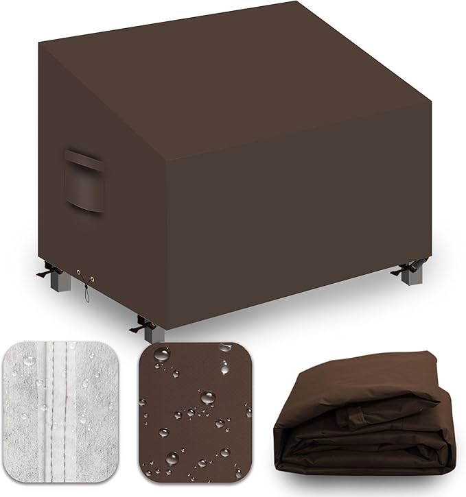 Heavy Duty Patio Sofa Covers Waterproof, Outdoor 3-Seater Couch Cover Waterproof, 600D Outdoor 2-Seater Loveseat Furniture Covers with Air Vent Handle 62''W x 38''D x 24''H/ 35''H Brown
