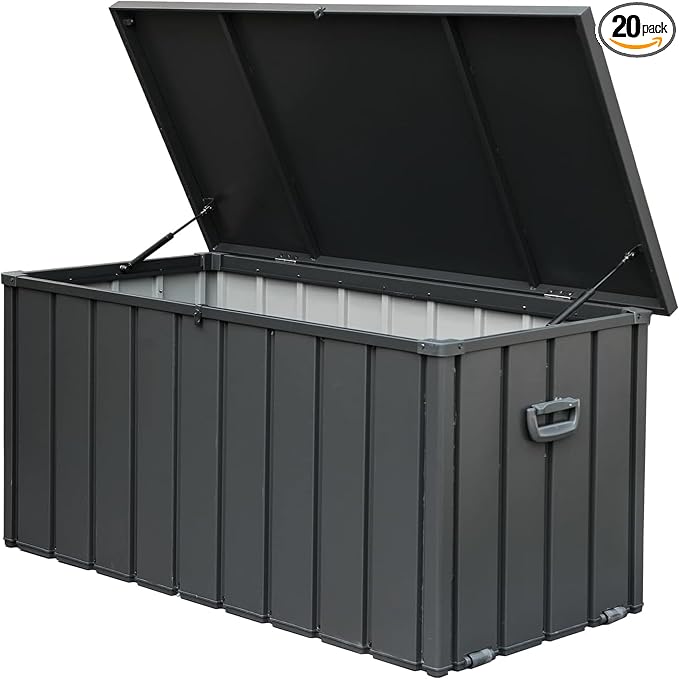 200 Gallon Outdoor Storage Deck Box Waterproof,Lockable UV Resistant Container Large Patio Storage Bin for Patio Outside Furniture Cushions,Pillows,Garden Tools (Dark Gray)
