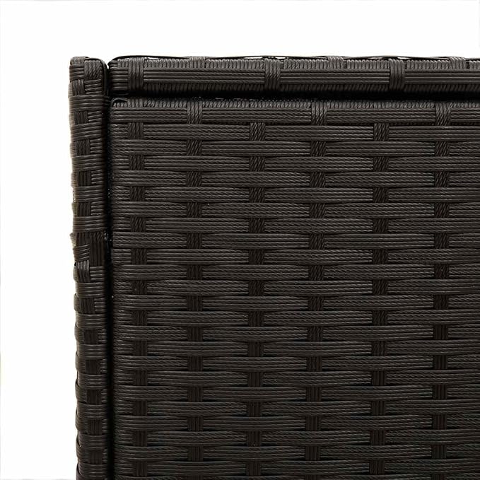 Garden Storage Box with Wheels, 74.8 Gallon Large Outdoor Deck Box, Rectangular Synthetic Poly Rattan Storage Chest for Patio Furniture Cushions and Gardening Tools, Black