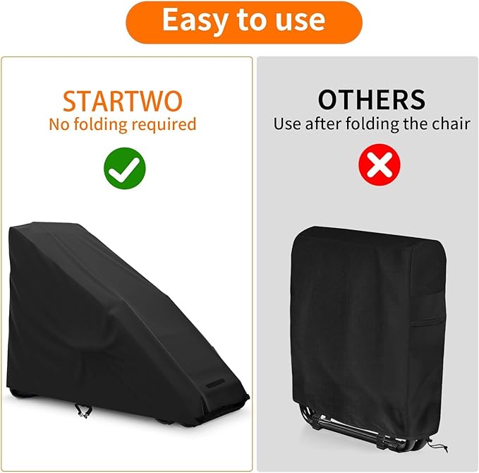 STARTWO Zero Gravity Chair Cover Outdoor Waterproof Folding Lounge Armchair Cover for Zero Gravity Chair with Storage Bag Black,2 Pack