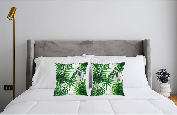 Swono Palm Leaves 2Pcs Throw Pillow Covers for Men Women, Tropical Palm Leaf Jungle Tree Bedding Throw Pillowcase 18 X 18 Inch, Decorative Pillow Cushion Cover for Couch Sofa Bed Home