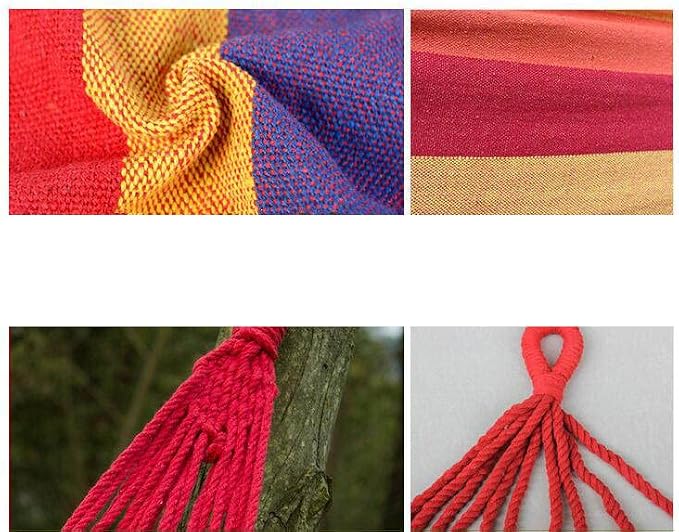 k&klacosta Hammock Outdoor Cotton Hammock Multi Load Capacity Portable Hammock Up to 450lbs with Carry Bag for Patio Garden Camping Red Yellow Stripes