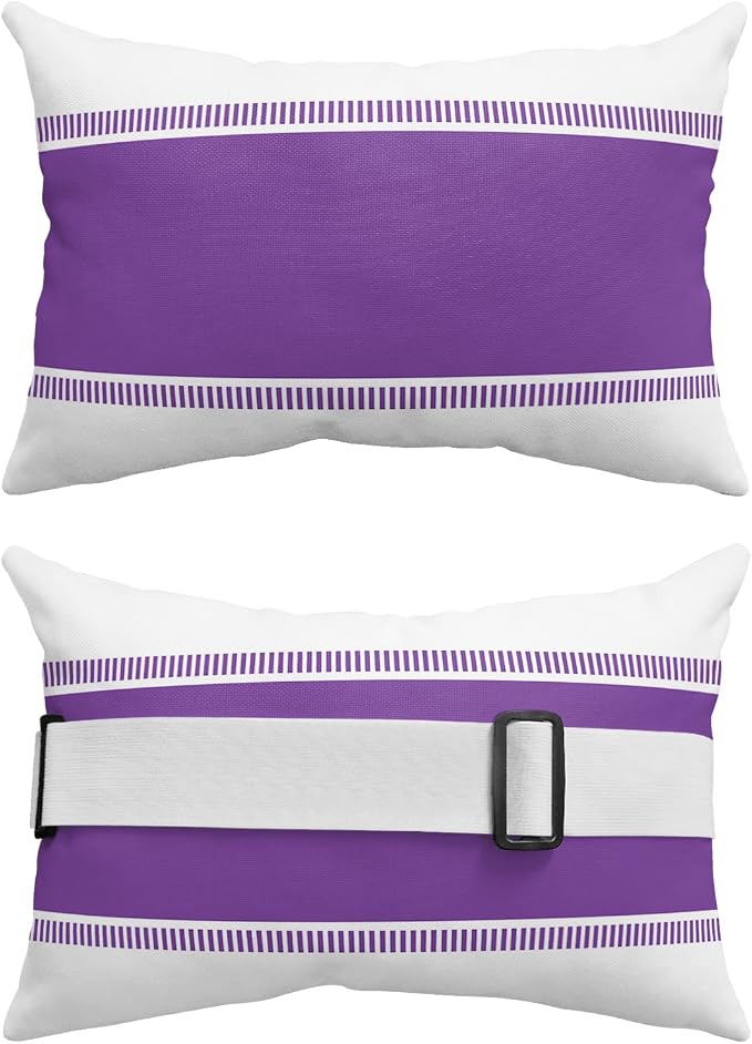 Outdoor Pillows Covers with Inserts Stripes Purple Stripes Texture Waterproof Recliner Pillow with Adjustable Strap Throw Pillows for Patio Furniture Pool Lounge Chair, 12x20 inch, 2PCS