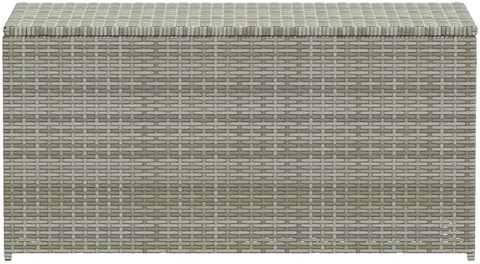 Poly Rattan Patio Storage Box 39.4x19.7x19.7 Inches Gray Outdoor Deck Box with Zippered Liner for Garden Pool Toys and Furniture Cushions