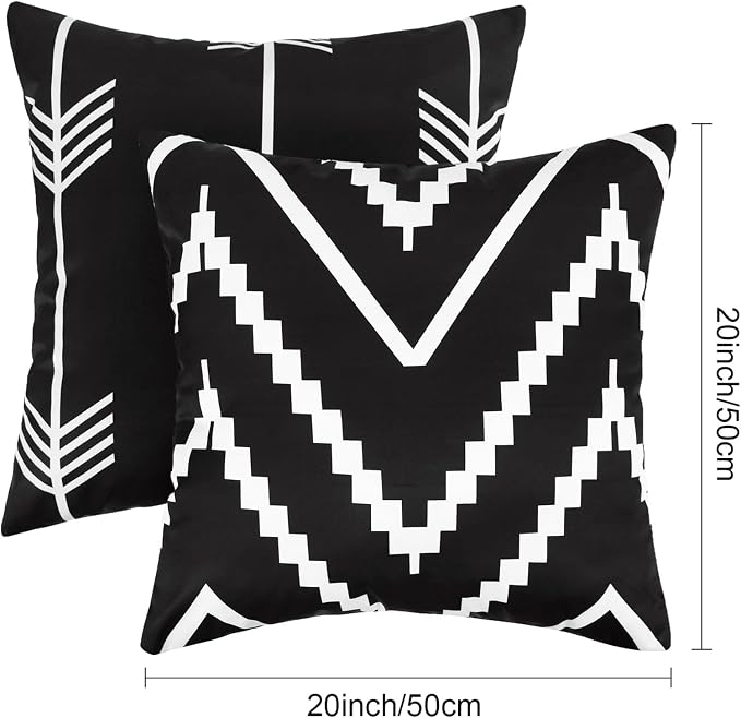 Adabana Patio Pillows Pack of 2 Geometric Outdoor Waterproof, 20"x20" | Outdoor Cushion Covers Decor for Home Patio Garden Porch Furniture