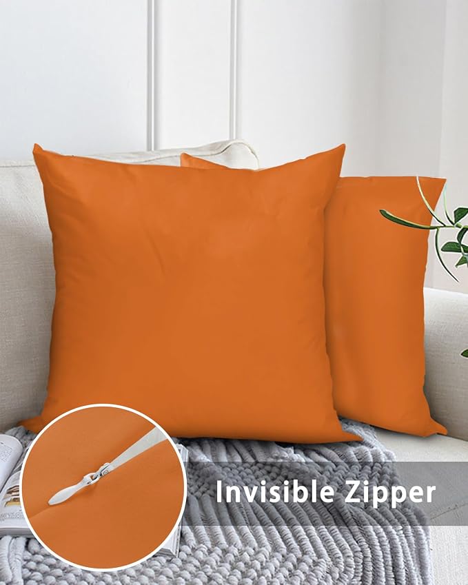 Outdoor Waterproof Throw Pillows Solid Art Minimalist Pure Orange Patio Pillows,Decorative Pillow Covers with Insert,Pillow Cushion Case for Garden Couch Sofa Plain Single Bright Color