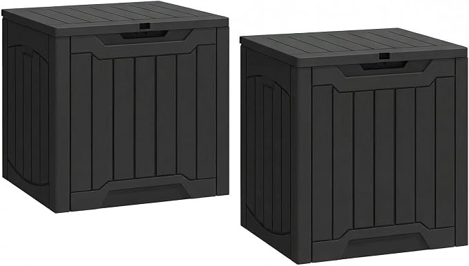 YITAHOME 31 Gallon Deck Boxes Set of 2, Lockable Outdoor Storage Bins for Patio Cushions, Garden Tools, Weather-Resistant Resin Storage Solution, Black
