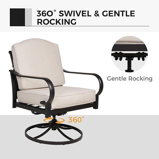 LIFE REDEFINED 5 Pieces Outdoor Patio Furniture Set with Fire Pit Table | Outdoor Conversation Set with 4 Swivel Rocking Chairs, Fireplace Patio Set for Garden, Backyard, Lawn