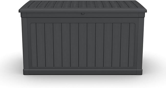 230 Gallon Large Outdoor Storage XXL Deck Box for Patio Furniture, Outdoor Cushions, Garden Tools and Sports/Pools Equipment, Waterproof Resin, Lockable, Black (230, Gallons)