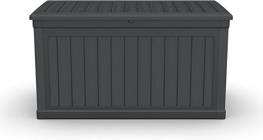 230 Gallon Large Outdoor Storage XXL Deck Box for Patio Furniture, Outdoor Cushions, Garden Tools and Sports/Pools Equipment, Waterproof Resin, Lockable, Black (230, Gallons)