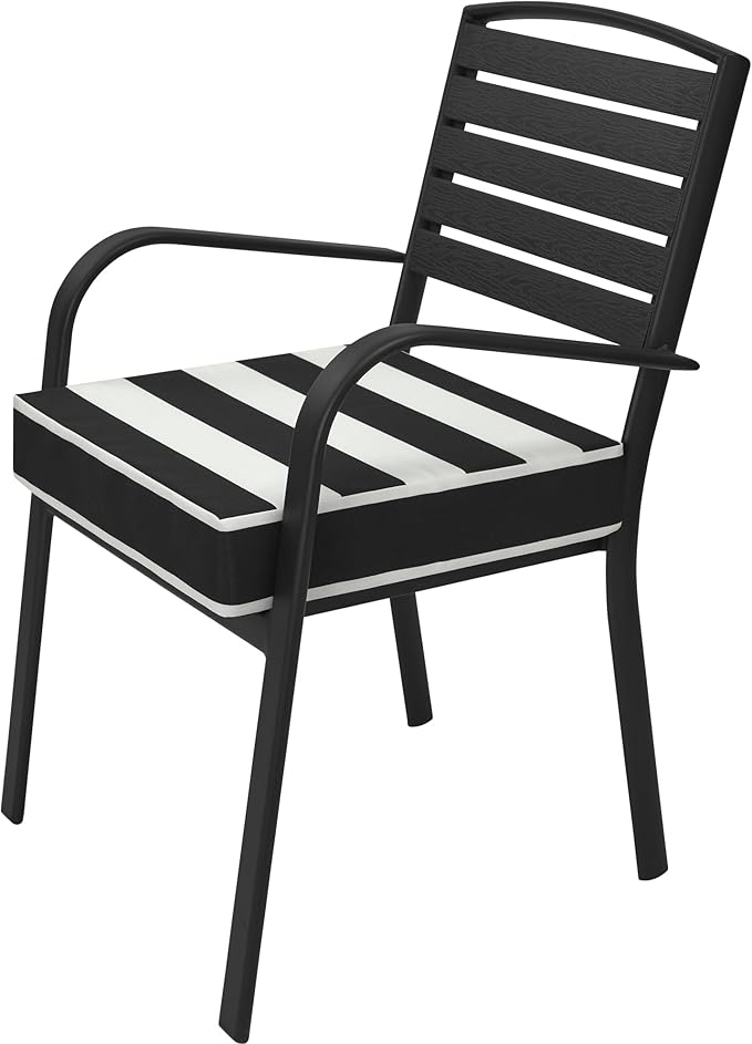 FUNHOME Outdoor Cushion Covers 22 x22 x4 inch,Set of 2,Non-Slip Grips Bottom,Chair Cushion Covers for Garden Patio Furniture Seat,Waterproof&Fade-Resistant Slipcover Only,No Insert(Black White)