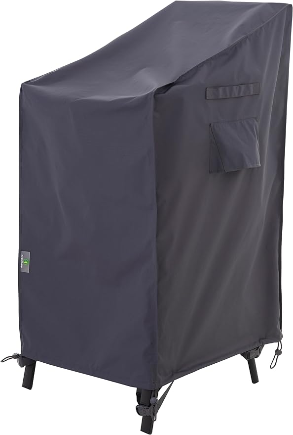 F&J Outdoors Patio Chair Covers, Heavy Duty Waterproof UV Resistant Outdoor Stackable Chair High Back Chair Cover, Grey, 27" W x 34" D x 41" H