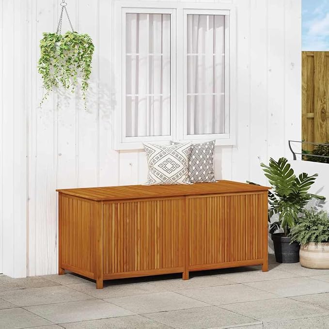 vidaXL Solid Acacia Wood Storage Box in Natural/Brown