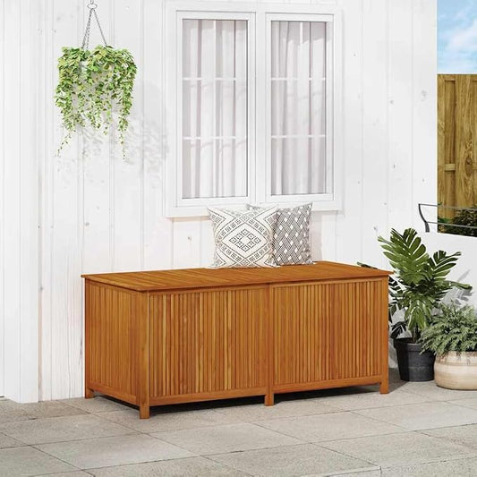 Solid Acacia Wood Outdoor Storage Box with Waterproof Bag, 68.9 x 31.5 x 29.5 Inches, Weatherproof Patio Furniture for Garden Balcony Living Room, Durable Organizer