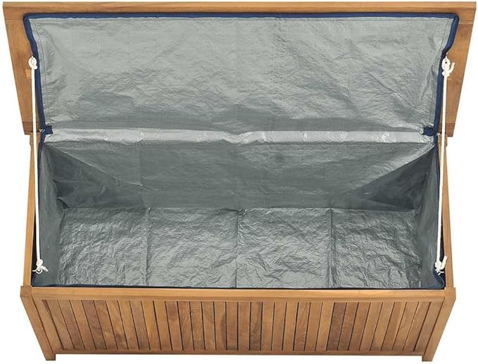 Rustic Teak Wood Garden Storage Box, Oiled Finish, 45-inch Outdoor Deck Box for Patio, Weather-Resistant, Durable Solution for Tools, Cushions, and Toys