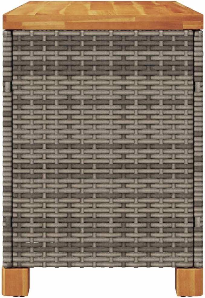 Patio Storage Box, Deck Box Organization and Storage, Deck Storage Container Box for Patio Furniture,Outdoor Cushions, Pool Supplies, Gray 31.5"x15.7"x18.9" Poly Rattan Acacia Wood