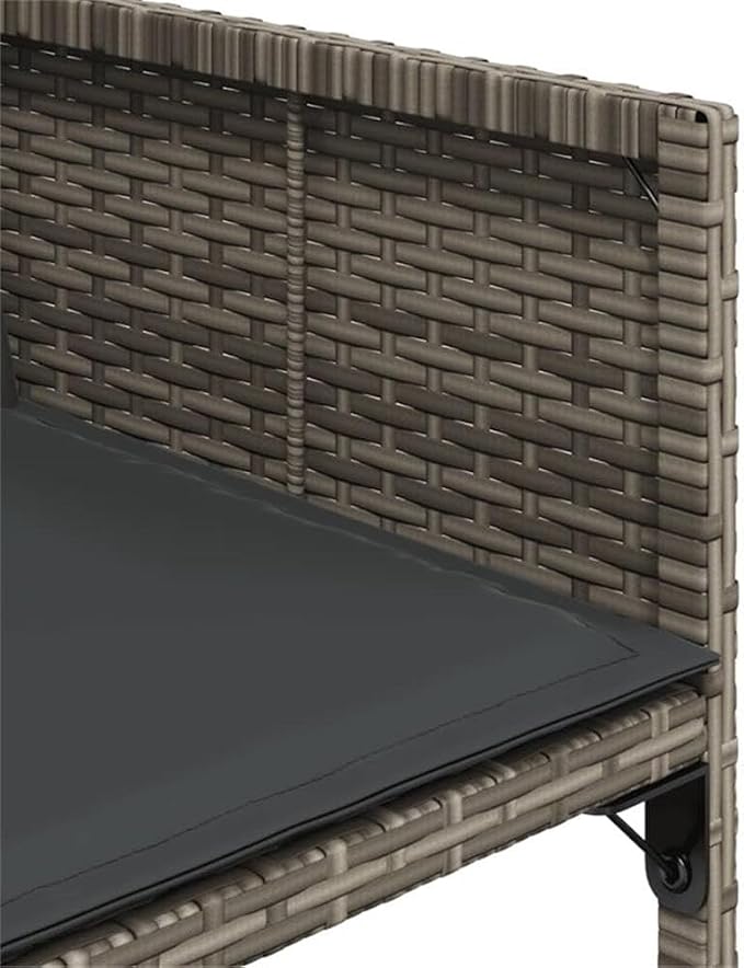 Afuera Living 7-Piece Rattan Garden Dining Set, Gray/Brown Finish, Acacia Wood and UV-Resistant PE Rattan, Includes Cushioned Chairs, Rectangular Table for Outdoor Patio or Garden Dining