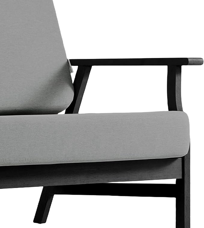 4 Pieces Patio Furniture Sets, Black Wood Outdoor Sectional Furniture with Coffee Table, 4 Seats Patio Sofa Couch Conversation Set for Backyard Deck - Gray