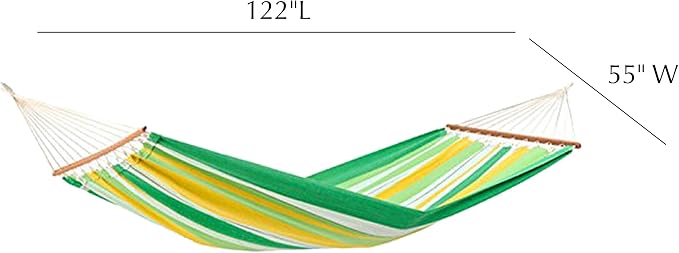 Brasilia Hammock, Handwoven, Polyester/Cotton Blend, Apple Green, Single Size, Spreader Bar, 122" L X 55" W, Holds up to 330lbs