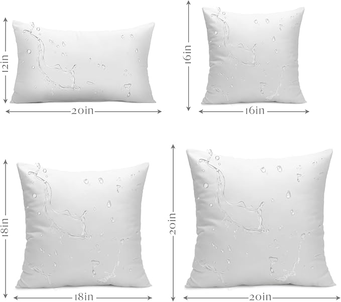 Ashler 16 x 16 Outdoor Pillow Inserts, Set of 2 Water Resistant | Throw Pillow Inserts, Hypoallergenic Stuffer Sham, Square Pillow Insert, Patio, Bench, Garden, Indoor Outdoor Decorative