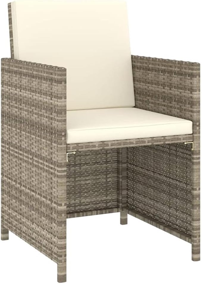 BOWERY HILL Contemporary Synthetic Poly Rattan 6-Piece Patio Dining Set, Powder-Coated Beige/Cream Finish, Cushioned Seats, Weather-Resistant Outdoor Dining Furniture for Garden or Terrace