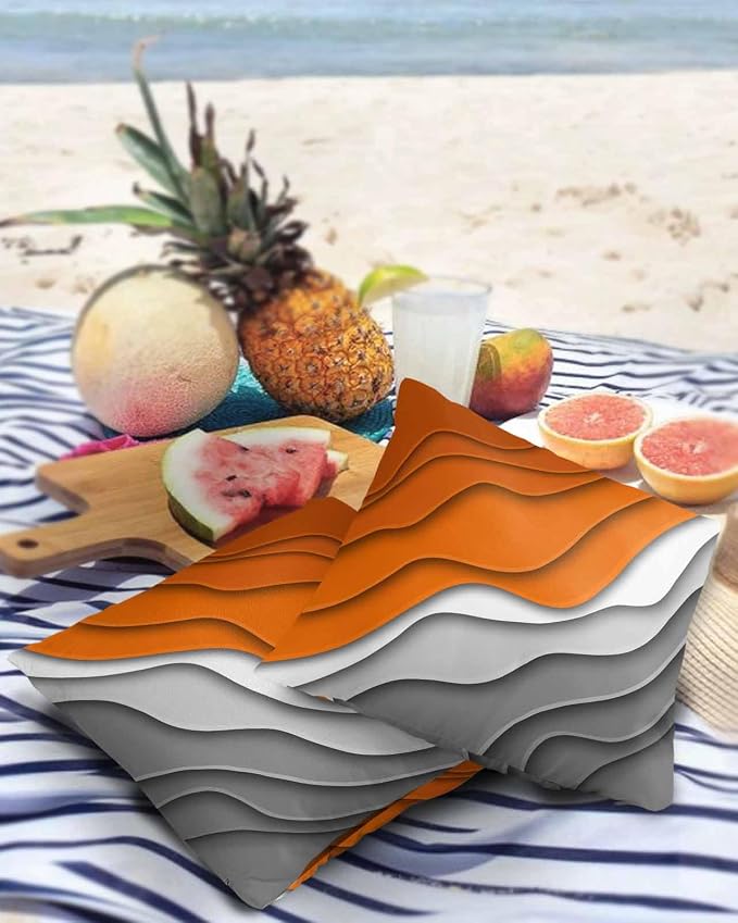 Outdoor Pillows 20x20 Waterproof Outdoor Pillow Covers Orange Gray Ombre Polyester Throw Pillow Covers Garden Cushion Decorative Case for Patio Couch Decoration Set of 2 Gradual Texture