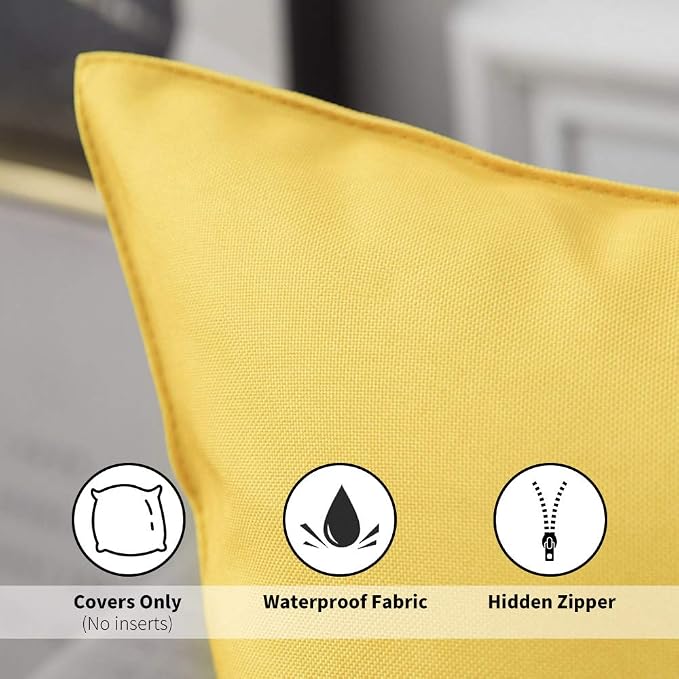 MIULEE Pack of 2 Decorative Outdoor Waterproof Pillow Covers 18x18 Inch Yellow Bundle Pack of 1 18x18 Outdoor Pillow Insert