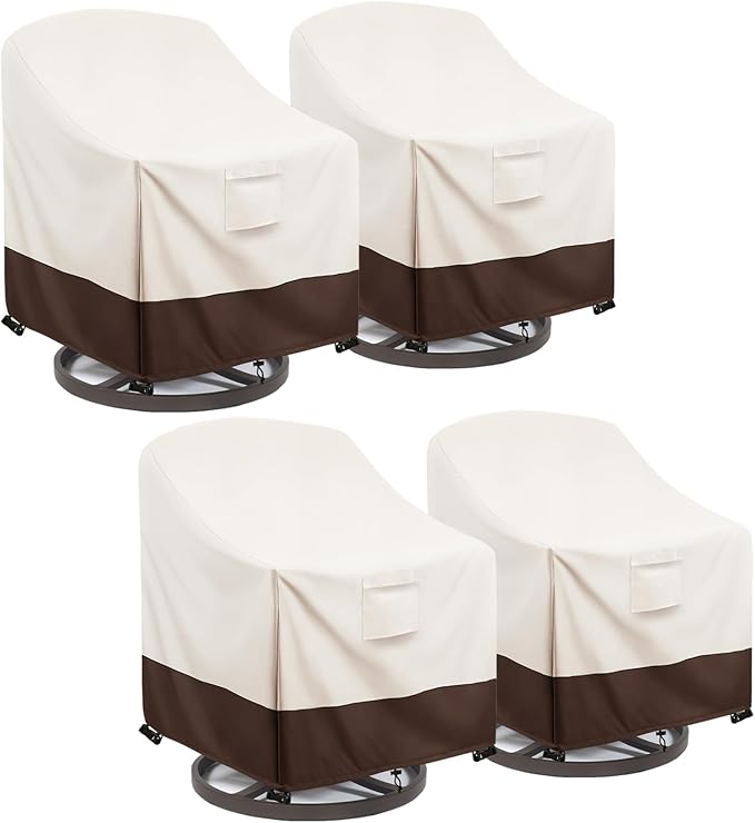 Patio Chair Covers Waterproof Swivel Outdoor Chair Cover, 33W x 35D x 36H Inches Patio Furniture Covers 4 Pack (Beige)