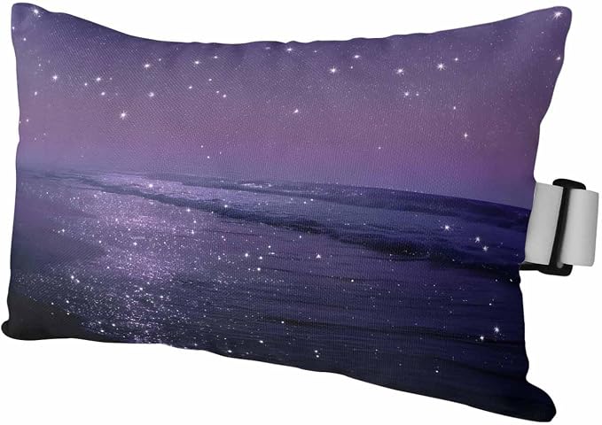 Outdoor Pillows with Insert 1 Pack-11"x16" Midnight Beach Head Pillow for Pool Lounger and Office Chair Romantic Deep Purple Starry Sky Lumbar Pillow with Adjustable Strap
