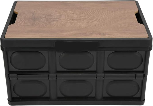 ZJchao 30L Outdoor Storage Bin with Removable Wooden Panel Weather Shell for Camping Patio and Garden Use
