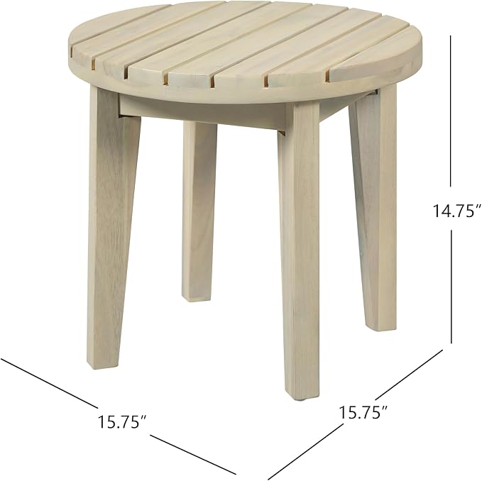Christopher Knight Home Perla Set of 2 Acacia Wood Club Chair and Coffee Table, 3 Piece Patio Bistro Set, Solid Wood Outdoor Patio Furniture Set with Center Table, Light White+Sand
