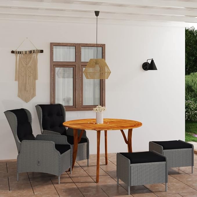 5 Piece Patio Dining Set,Outdoor Dining Set,Outdoor Furniture Sets,Patio Table and Chairs,Outdoor Coffee Table,Outdoor Patio Chairs,Front Porch Furniture,Modern Set,Patio Dining,Dark Gray