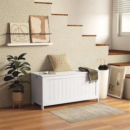 JHshop White Deck Box-Organization and Storage for Patio Furniture Outdoor Cushions, Outside Storage Box,Outdoor Storage for Patio Furniture, Patio Bin & Bench, Deck Box, Outdoor Storage Box