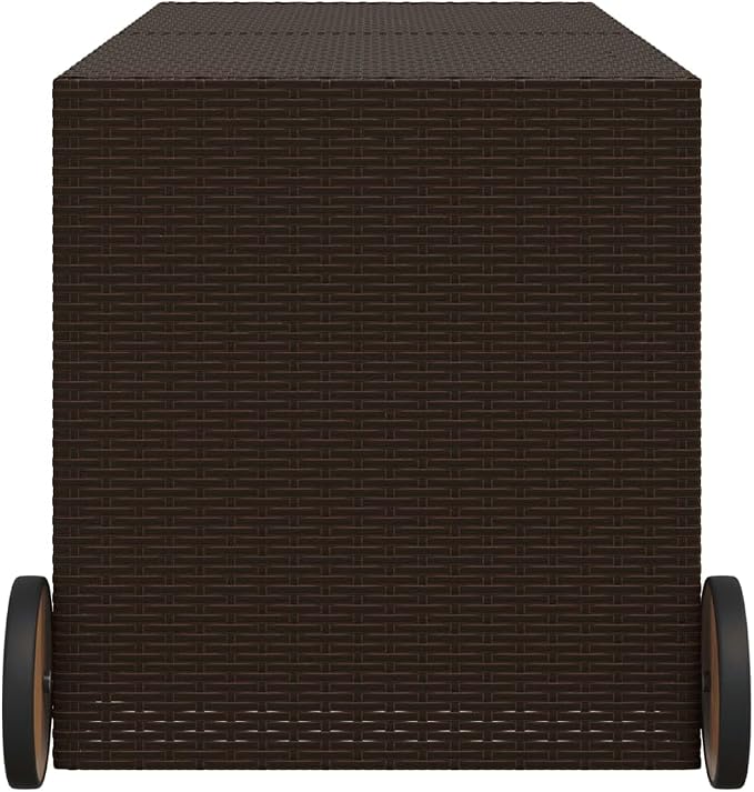 Large 283 Gallon Outdoor Storage Box, Durable PE Rattan Deck Container for Patio Cushions, Brown Garden Furniture