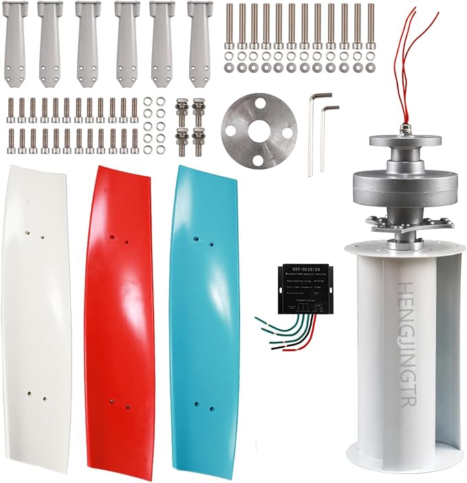 Vertical Wind Turbine Generator, 6000W 12V 24V 48V 3 Blades No Noise Magnetic Levitation Upright Wind Generator with Controller for Outdoor Garden