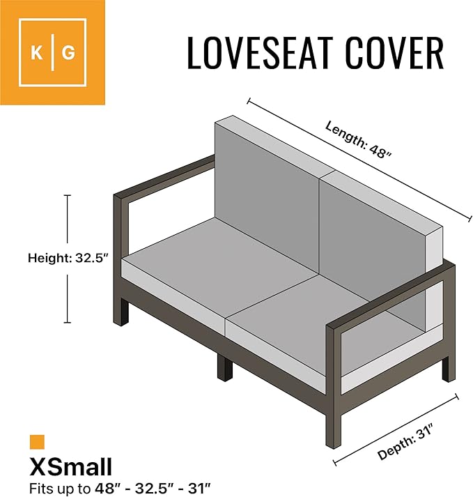 KHOMO GEAR Outdoor Couch Cover Patio Furniture Covers Waterproof Loveseat Cover - 48'' x 32.5'' x 31" - Grey