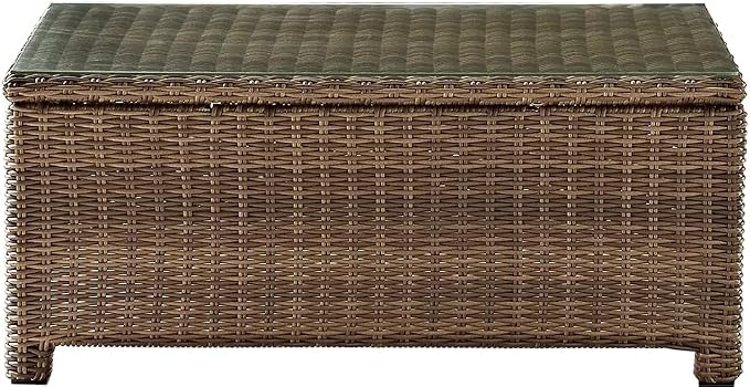 Crosley Furniture Bradenton 4-Piece Outdoor Loveseat Patio Furniture Set, Wicker Conversation Sets for Porch, Brown with Sand Cushions