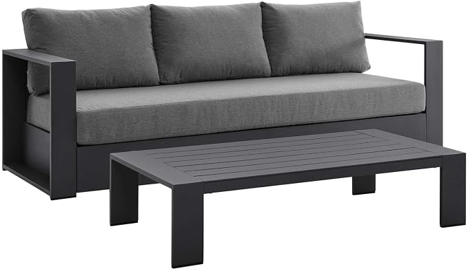 Modway Tahoe Aluminum 2-Piece Outdoor Patio Set in Gray Charcoal