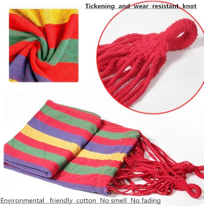 Portable Cotton Hammock, Suitable for Hanging Durable hammocks, Perfect for Camping Outdoor/Indoor Backyard, with Hanging Ropes and Carrying Bags (red, X-Large)