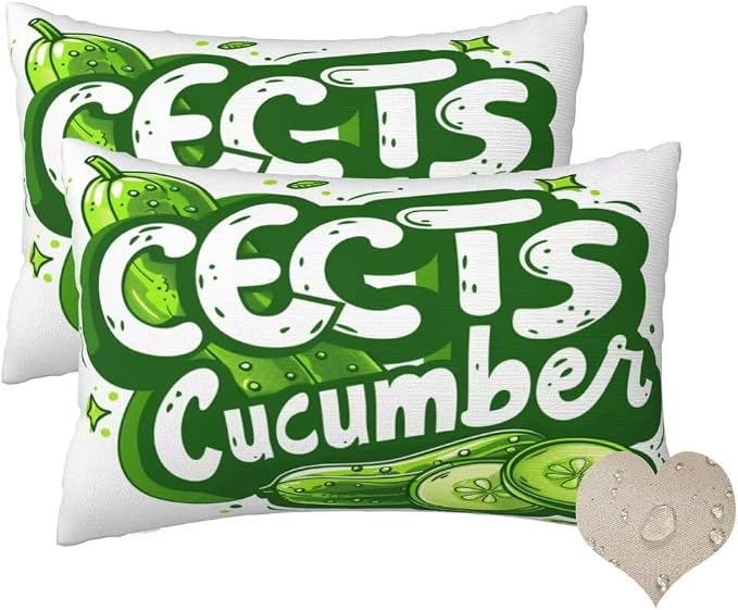Outdoor Pillows Waterproof Set of 2 Outdoor Pillow Covers 16x24 Inch, Green Throw Pillows Alphabet Pillow Covers, Garden Decorative Pillows Outdoor Pillows for Patio Furniture Car Home Decor -hs258