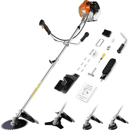 Weed Wacker Gas Powered 58cc, 4 in 1 Cordless Weed Eater Gas Powered, 2-Cycle Brush Cutter Gas String Trimmers Weed Wacker Straight Shaft Grass Trimmer for Lawn and Garden Care