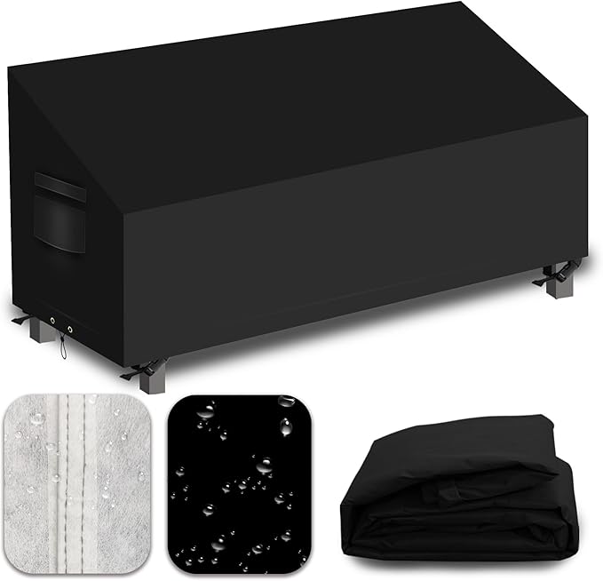 Heavy Duty Patio Sofa Covers Waterproof, Outdoor 3-Seater Couch Cover Waterproof, 600D Outdoor 2-Seater Loveseat Furniture Covers with Air Vent Handle 85''W x 37''D x 24''H/ 35''H Black