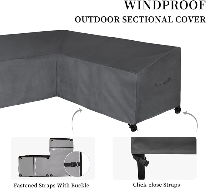 Easy-Going Patio L-Shaped Sectional Sofa Cover, 83“X104 Waterproof Outdoor Sectional Cover, Heavy Duty Garden Furniture Cover with Air Vent (Left Facing, Dark Gray)