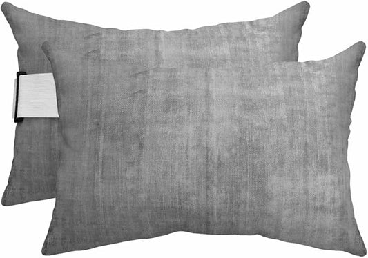 Outdoor Lumbar Pillows 11x16 Set of 2, Vintage Grey Waterproof Throw Pillow Covers with Insert, Modern Abstract Retro Art Decorative Pillowcase Cushion for Couch Sofa Bed