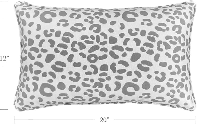 Pack of 2 Outdoor Waterproof Decorative Lumbar Pillows Covers for Patio Furniture, 20x12 Inch Fade Resistant Patio Garden Lumbar Cushion Covers for Couch Bed Sofa, Leopard Grain Grey