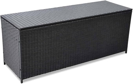 Patio Storage Box Black,Outdoor Storage Box,Patio Box,Terrace Tables and Chairs,Porch Storage Box,Toy Box,for Home,Garden,Patio,Pool,Back-Yard,Lawn,59"x19.7"x23.6" Poly Rattan