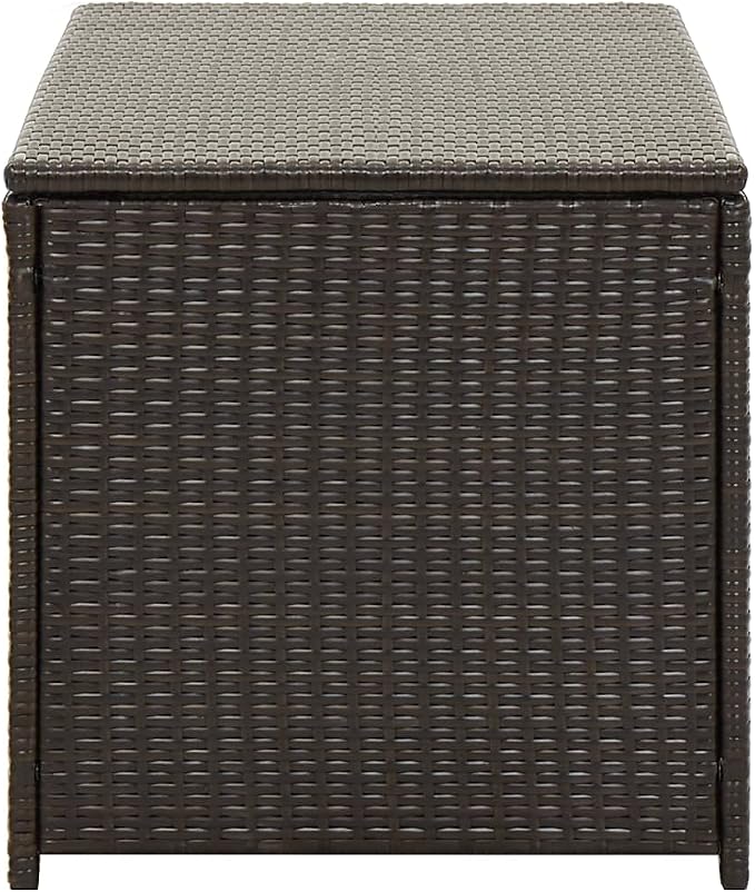 Garden Storage Box Indoor/Outdoor Storage Container and Gardening Tools - Store Items on Patio, Garage, Yard.Poly Rattan 39.3"x19.6"x19.6" Brown